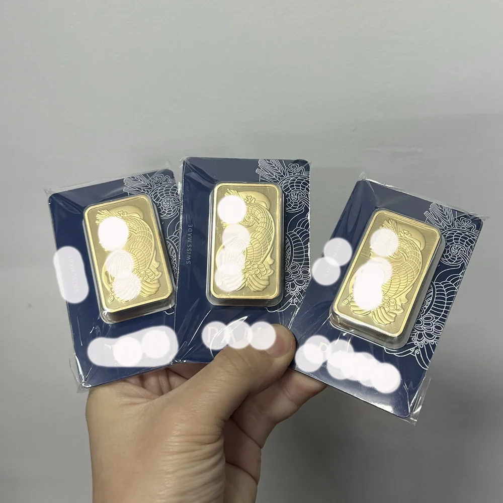 

100 Gram Switzerland Gold Bar golden Bullion 24k Gold Plated Brass Core Crafts With Individual Serial Number Sealed Packaging
