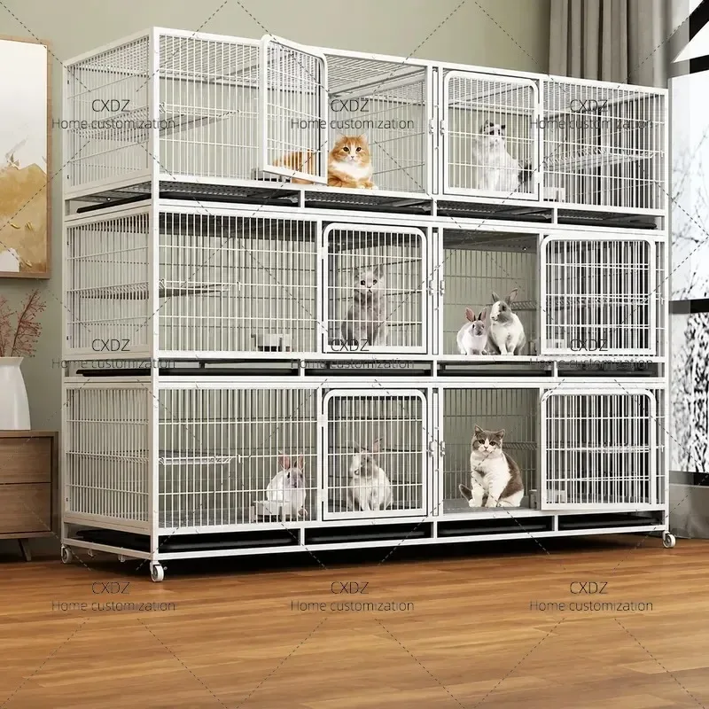 Multi Layer Pet Breeding Cage with Partition Double Deck Cat Pigeon Kennel for Animal Store Foster Care Housing