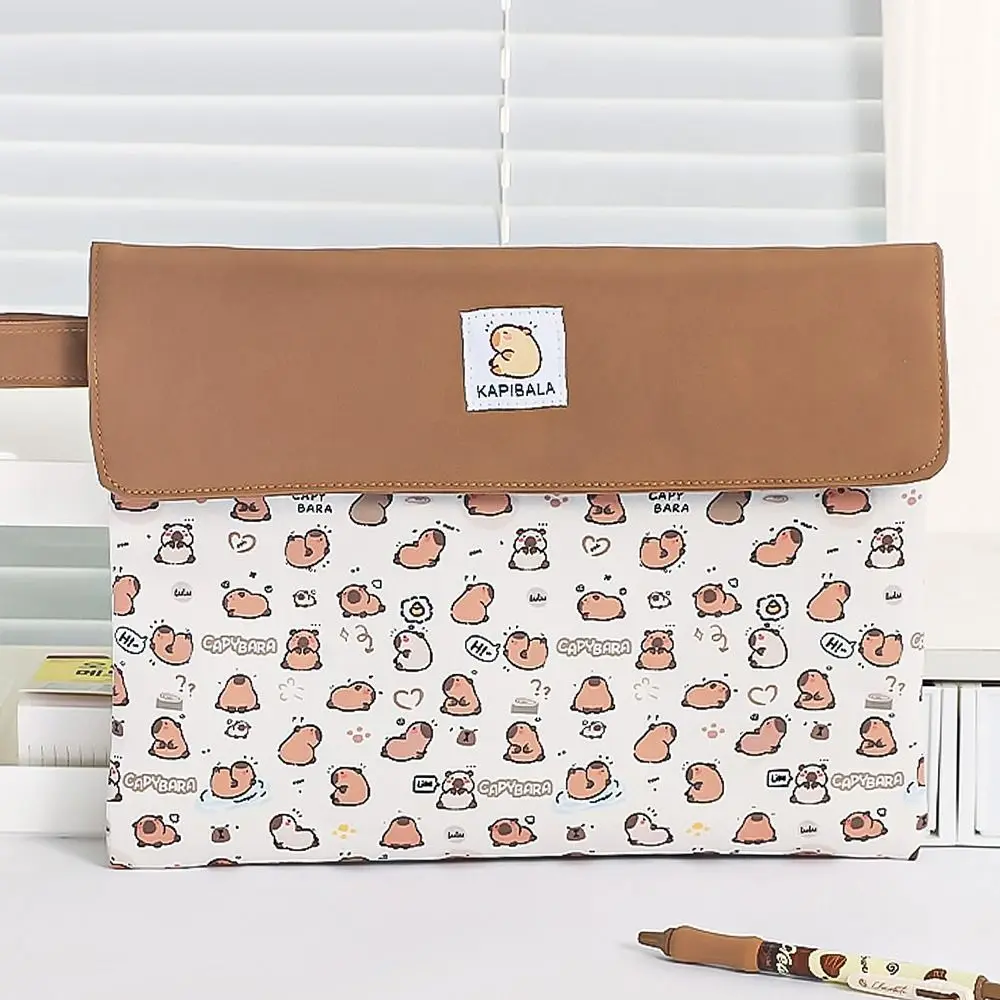 Grande capacidade Cartoon Zipper Storage Bag, Kapibala File Bag, Saco de papelaria de estudante, Alta aparência