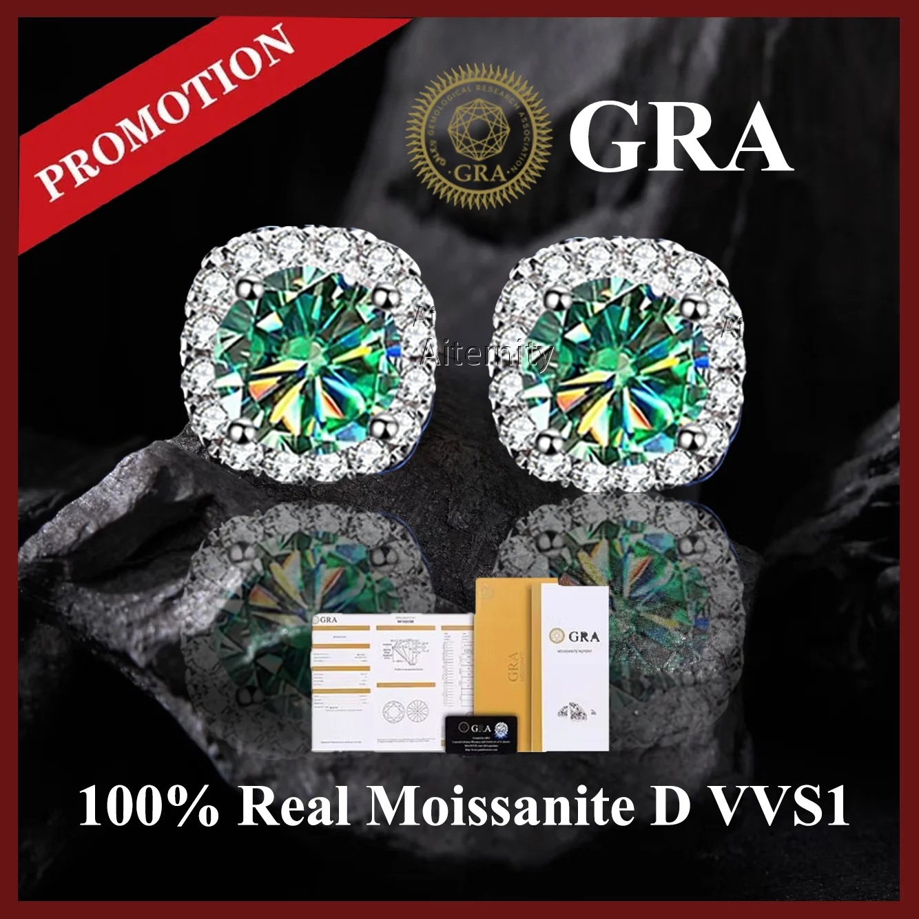 

Серьги-гвоздики с муассанитом из 2 сертификата GRA S925, серебро, платина и золотое покрытие, 2 сертификата, пройти тестер бриллиантов