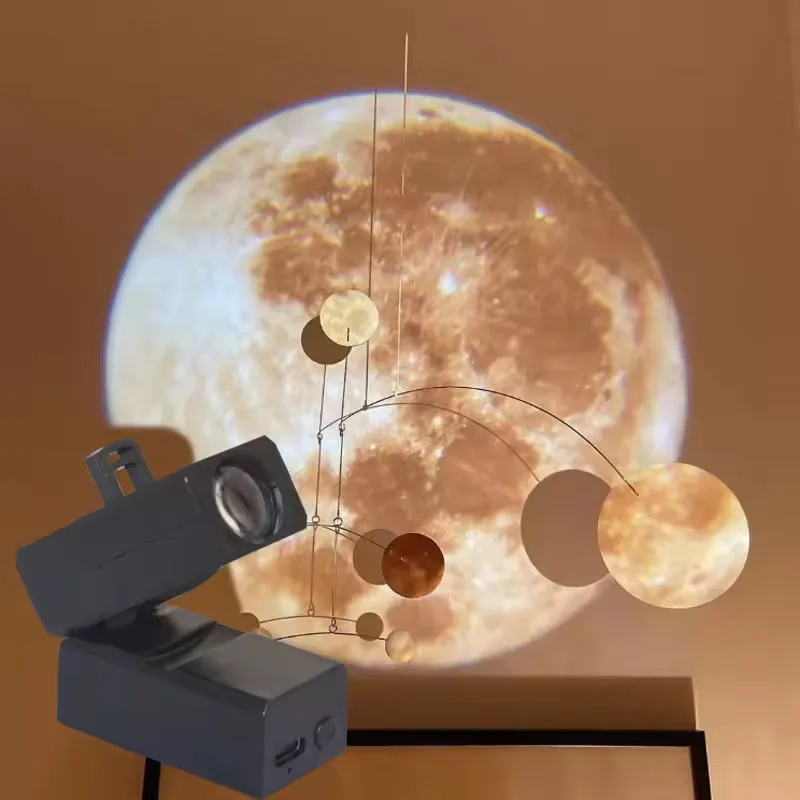 USB Moon Projection Lamp LED Night Light Earth Planet Projector Background Atmosphere Wall Decoration Lamp Children Bedroom Gift image 6
