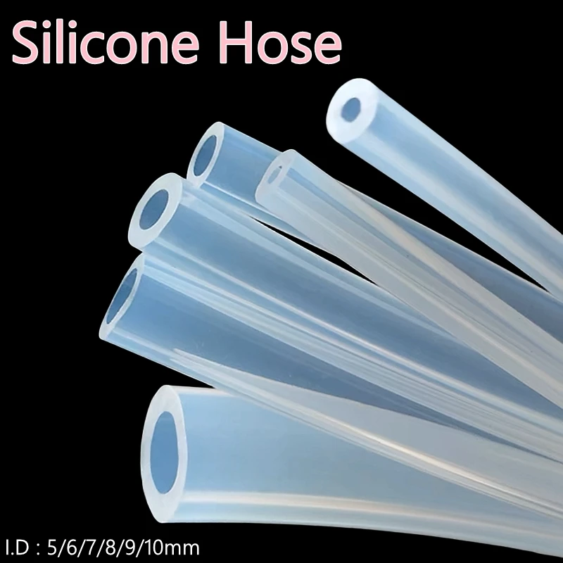 1/5/10 Meters Food Grade Silicone Hose Transparent Rubber Tube I.D 5 6 7 8 9 10mm Temp Resistant Nontoxic Industrial Grade