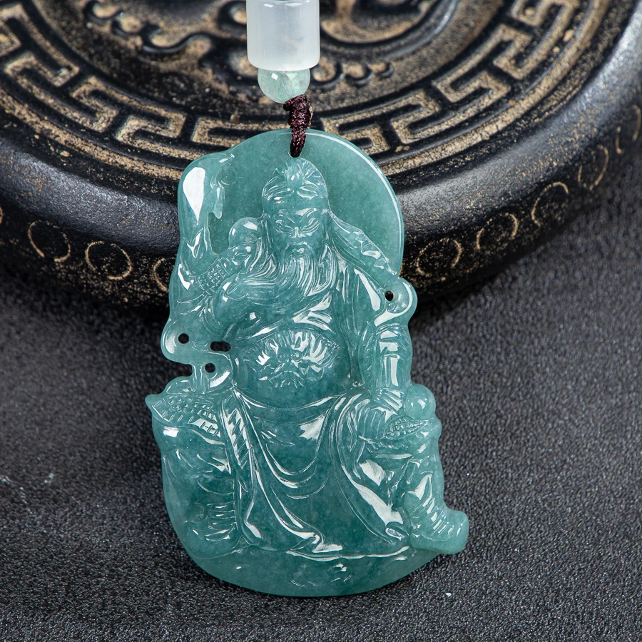 

TIMESWIND Original A-type Jade Blue Guan Gong Wu Caishen Men Women Necklace Fashion Jewelry with Certificate