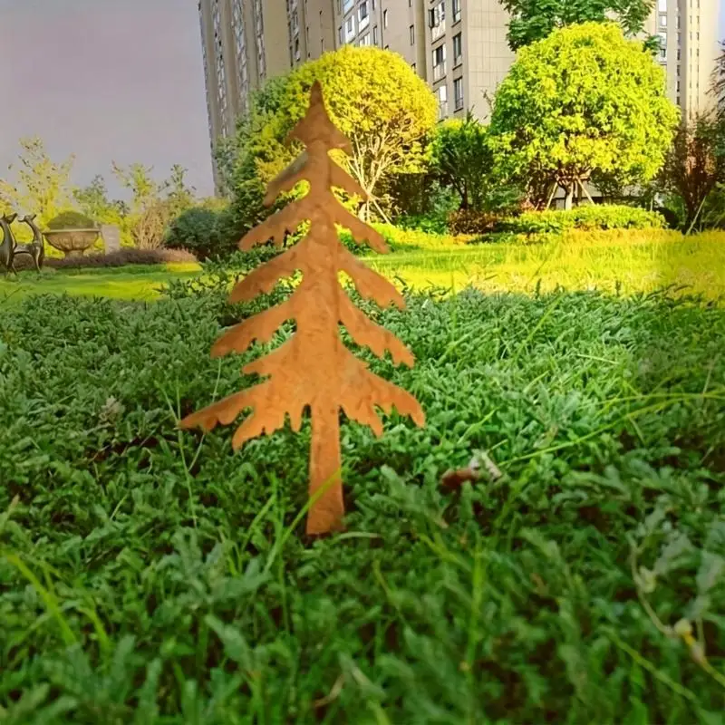 E8BD Christmas Tree Garden Art with Open Branch Form and Push-In Placement