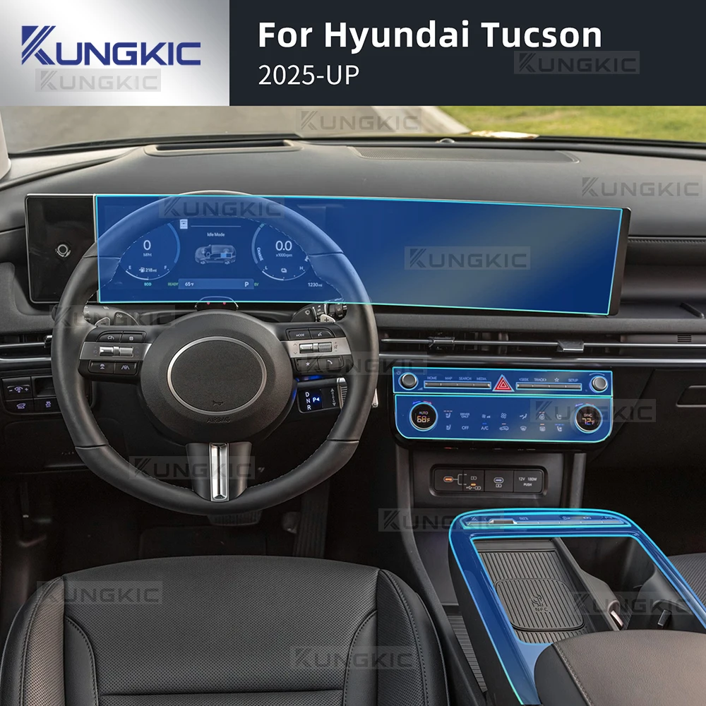Folia ochronna TPU na konsolę środkową, deskę rozdzielczą i nawigację do HYUNDAI TUCSON 2025-UP, chroniąca przed zarysowaniami.