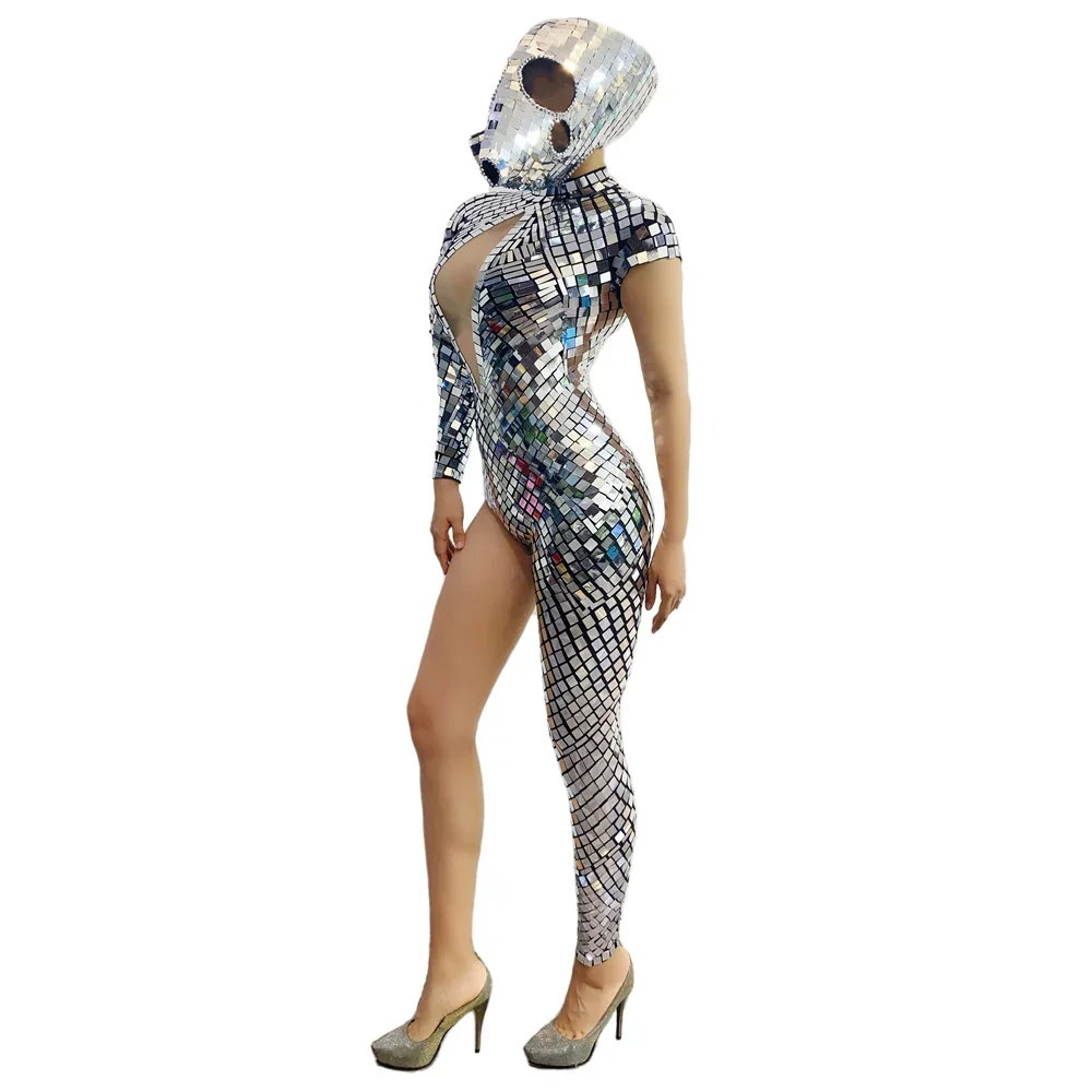 Female Single leg Jumpsuit Halloween Role playing Set Nightclub Bar Sparkly Crazy Party Stage Wear  Cat dance steps Clothing