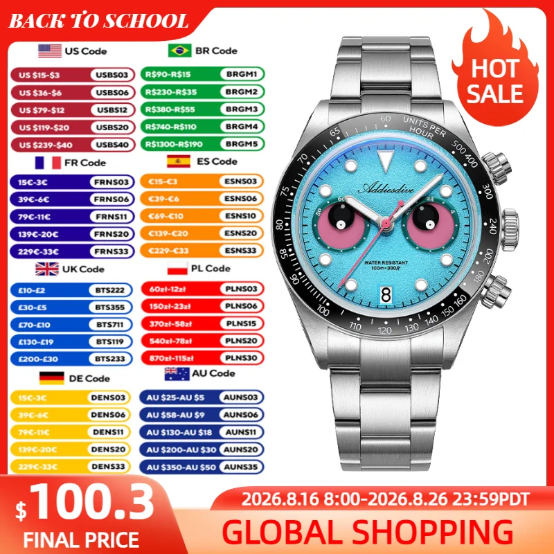 Zero Luxury Watch - ADDIESDIVE NEW AD2557 Eyes Dial Men's