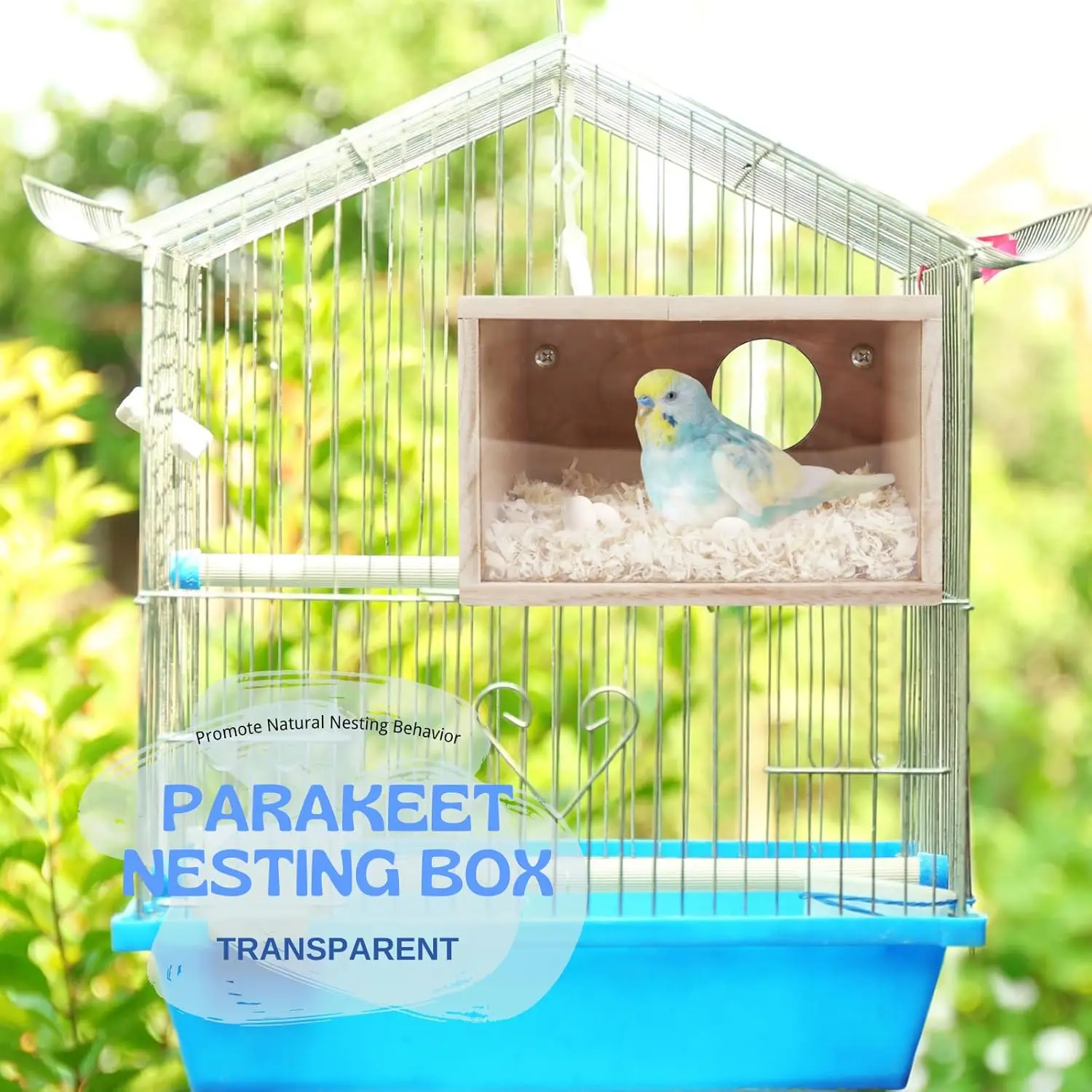 Bird Cage Nesting Box: Visual Wooden Breeding House with Perch, Ideal for Lovebirds, Cockatiel, Budgie, Finch, Parrot