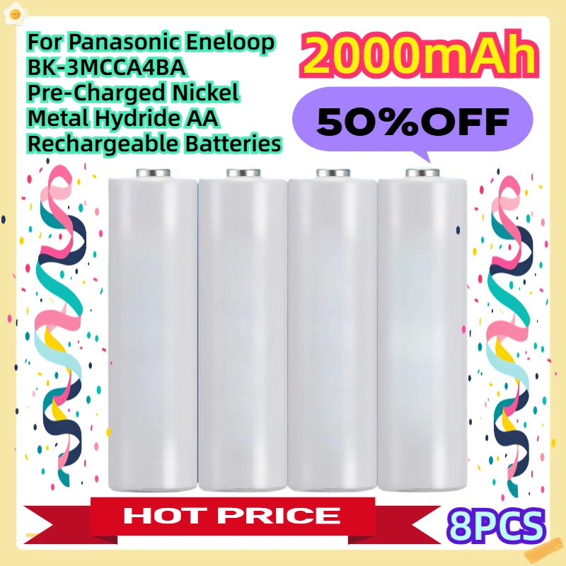 

For Panasonic Eneloop BK-3MCCA4BA Pre-Charged Nickel Metal Hydride AA Rechargeable Batteries 8pcs
