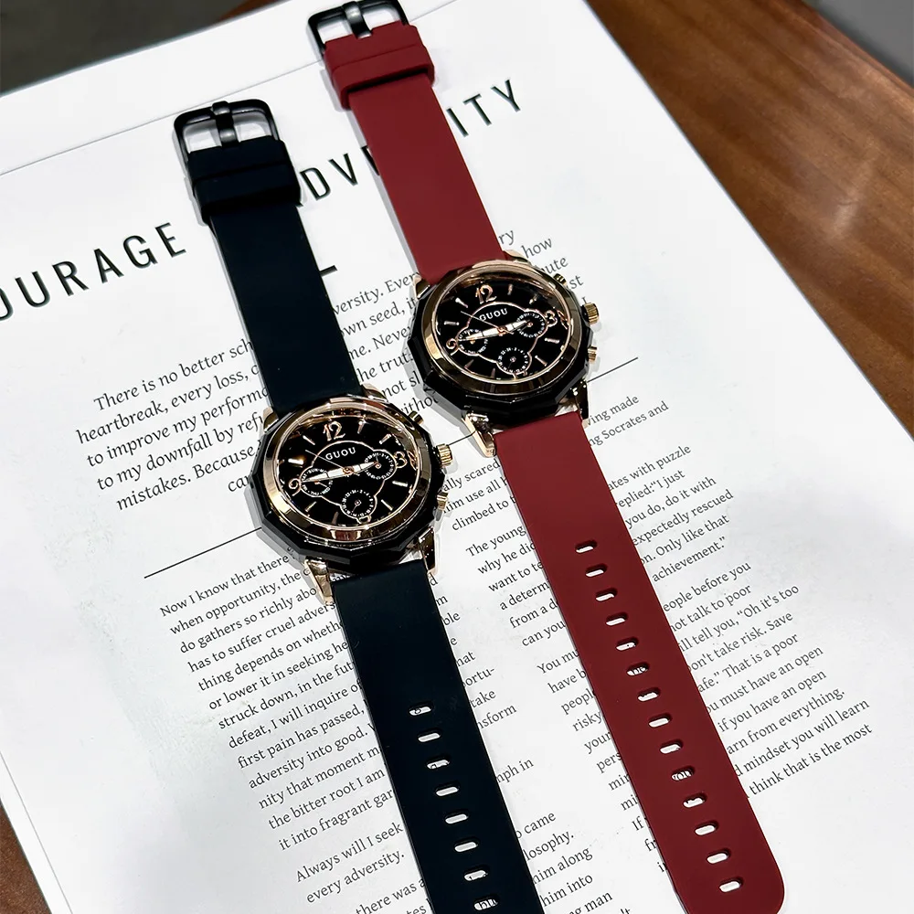 New watch exquisite light luxury six-pin trendy silicone strap personality fashion large dial high-end couple watch accessories