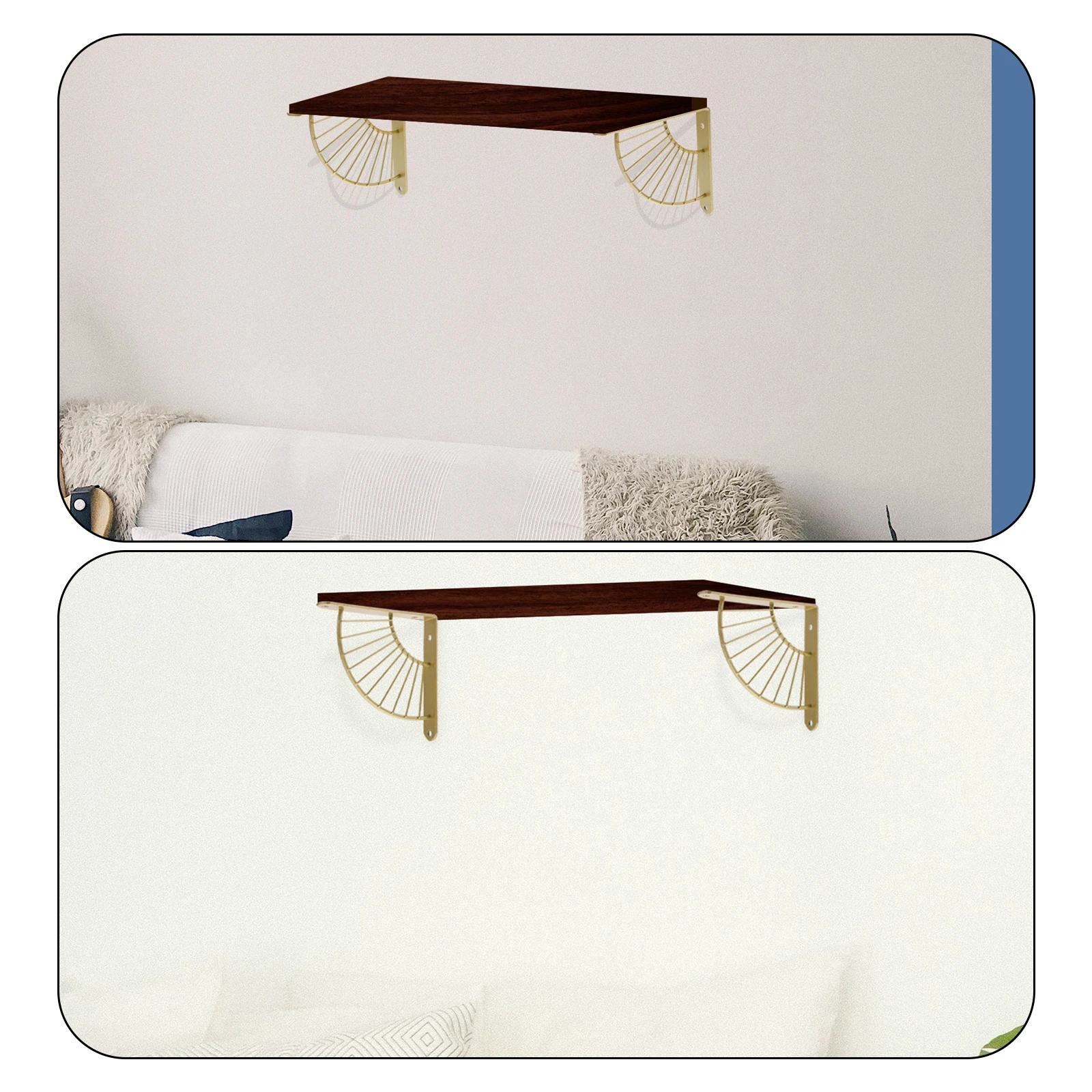 

Wall Mount Shelf Fan Shaped Iron Bracket Rack Bathroom Kitchen Bedroom Storage Multifunctional Modern Style Durability Practical