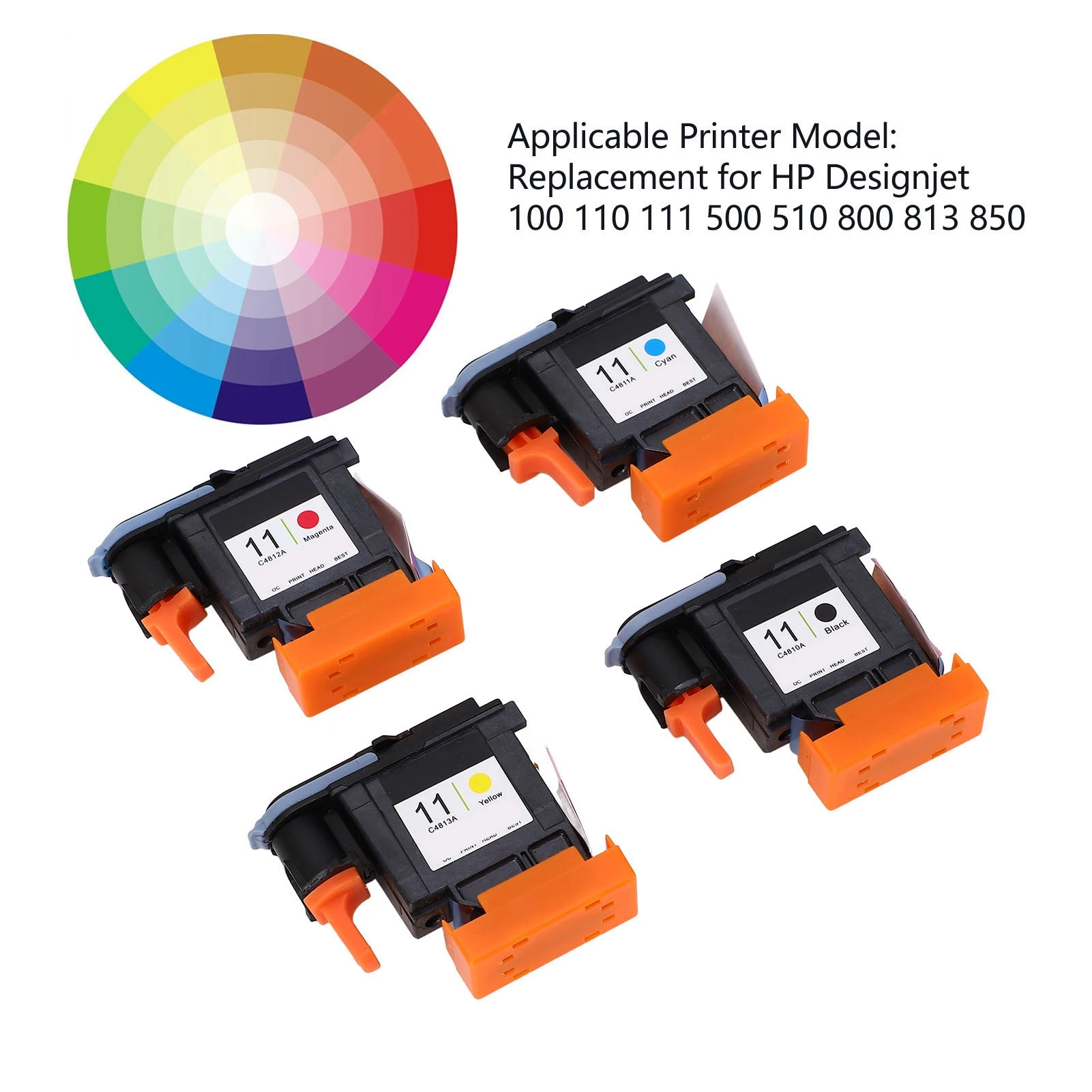 หัวพิมพ์สำหรับเครื่องพิมพ์ HP ความคมชัดสูง สีม่วงแดง ดำ ฟ้าอมเขียว เหลือง ใช้งานร่วมกันได้ดี สีสดใสสำหรับดีไซน์เจ็ท