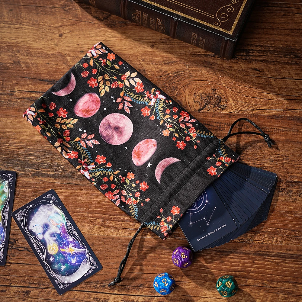 1pc/6pcs Velvet Tarot Oracle Cards Storage Bag Tarot Pouch Rune Dice Crystal Jewelry Bag Multiple Use Pouch Witch Divination