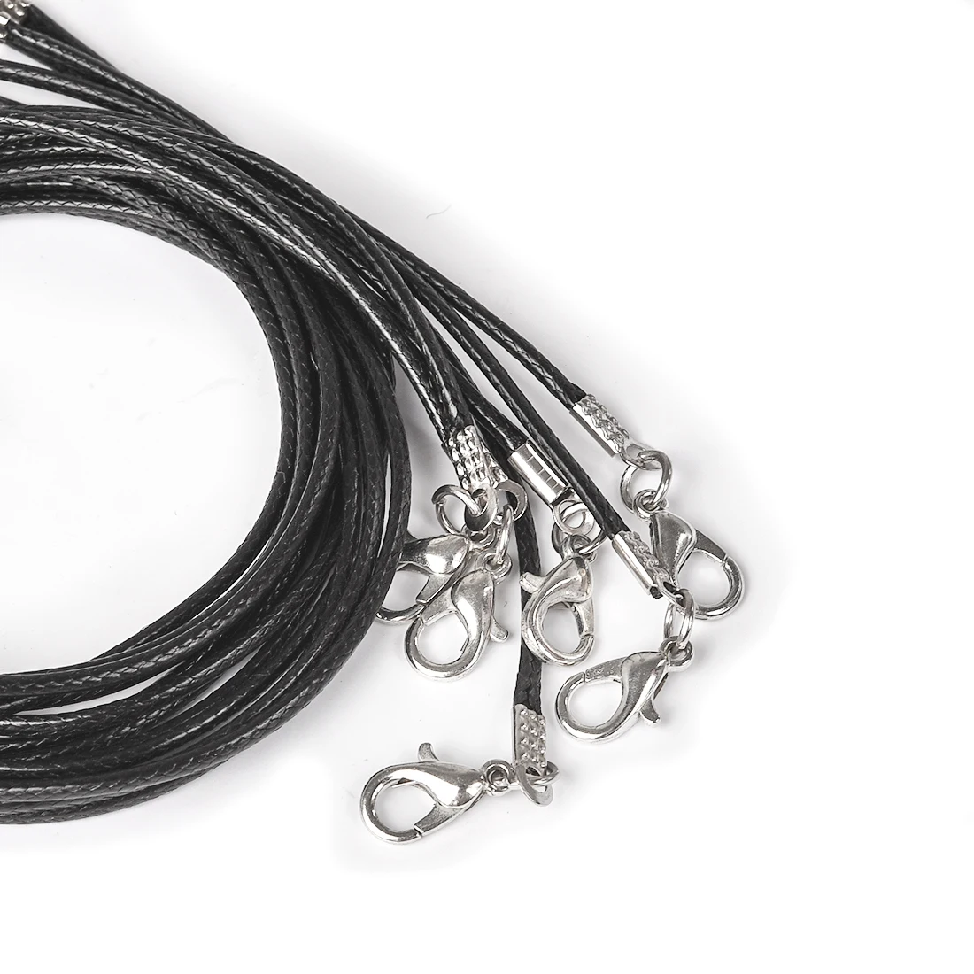 50Pcs/lot 1.5/2mm Leather Necklace Cord With Lobster Clasp Wax Rope Chain For DIY Necklaces Pendant Wax Cord Jewelry Findings