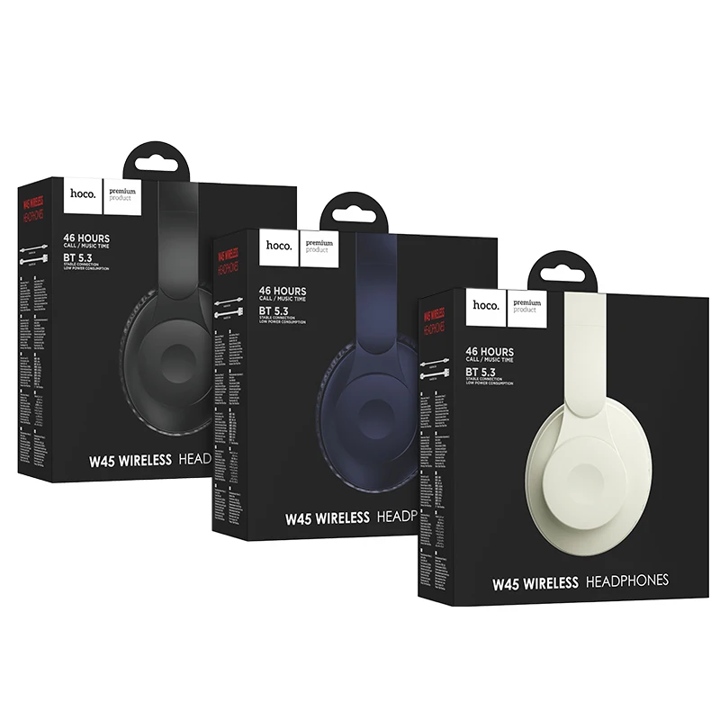 HOCO W45 Wireless Headphone Low Consumption Music Sport Bluetooth 5.3 Headset HiFi Studio 40MM Speaker Earphone Support AUX Mode view 6