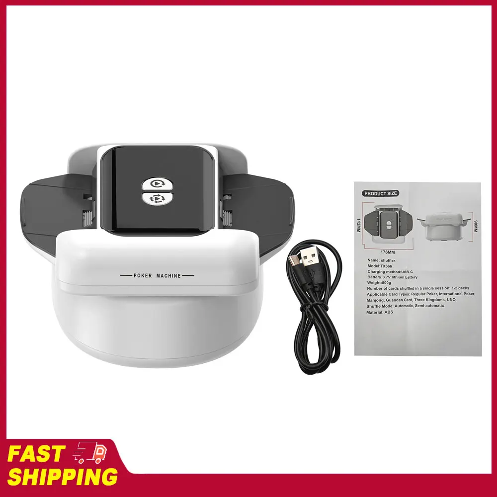 

2 Deck Automatic Card Shuffler Card Dealer Machine Electric Casino Card Shuffler Cordless Poker Machine Card Dealer Rechargeable