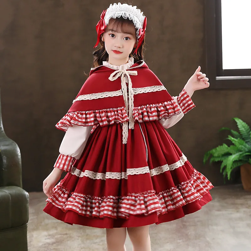 Little Red Riding Hood Lolita Princess Dress Girls Spring Clothing Kindergarten Children's Fairy Tale Performance Costume Set