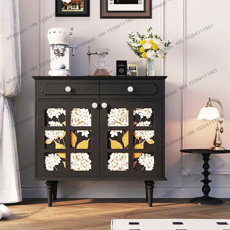 D30 Multi-layer storage cabinet household living room against the wall, high-end printing pattern, side cabinet