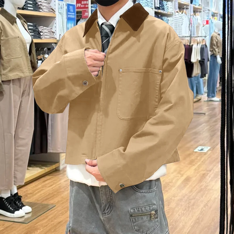 

INCERUN мужские куртки в стиле пэчворк с лацканами и длинным рукавом на молнии, повседневные мужские пальто с карманами, уличная модная верхняя одежда для отдыха, мужская S-5XL