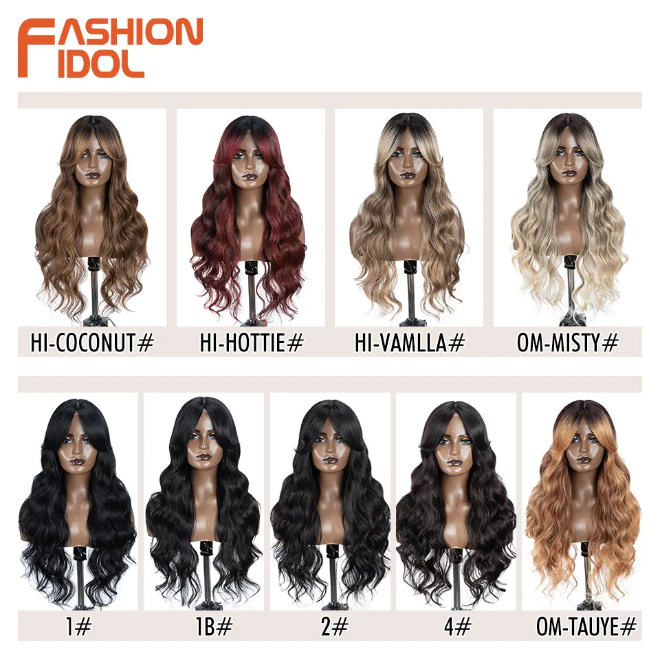 FASHION IDOL Deep Wave Synthetic Wigs For Black Women Ombre Blonde 28 Inch Heat Resistant Fiber Water Wavy Lace Wig Cosplay Wigs