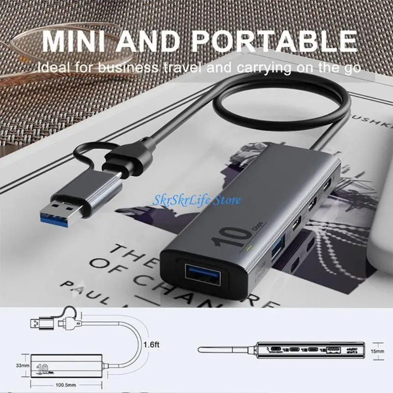 E65E USB Hub محول Multiport USB C محول Typec Docking Station نقل البيانات السريعة