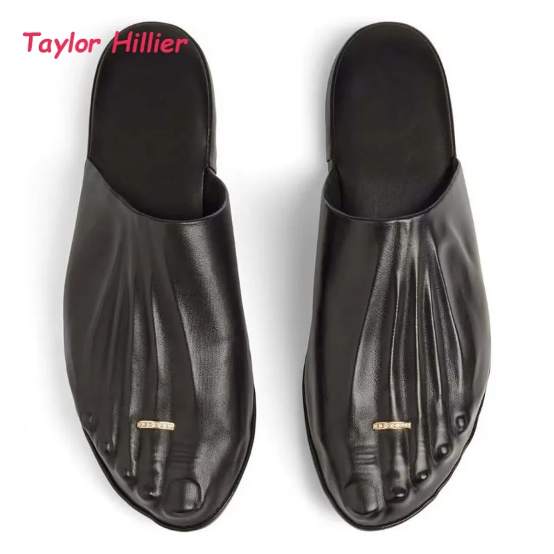 

Metallic Toe Embossed Mules Women Chic Five-Toe Slip‑On Casual Summer Street Style Classy Ladies Backless Slide Sandals