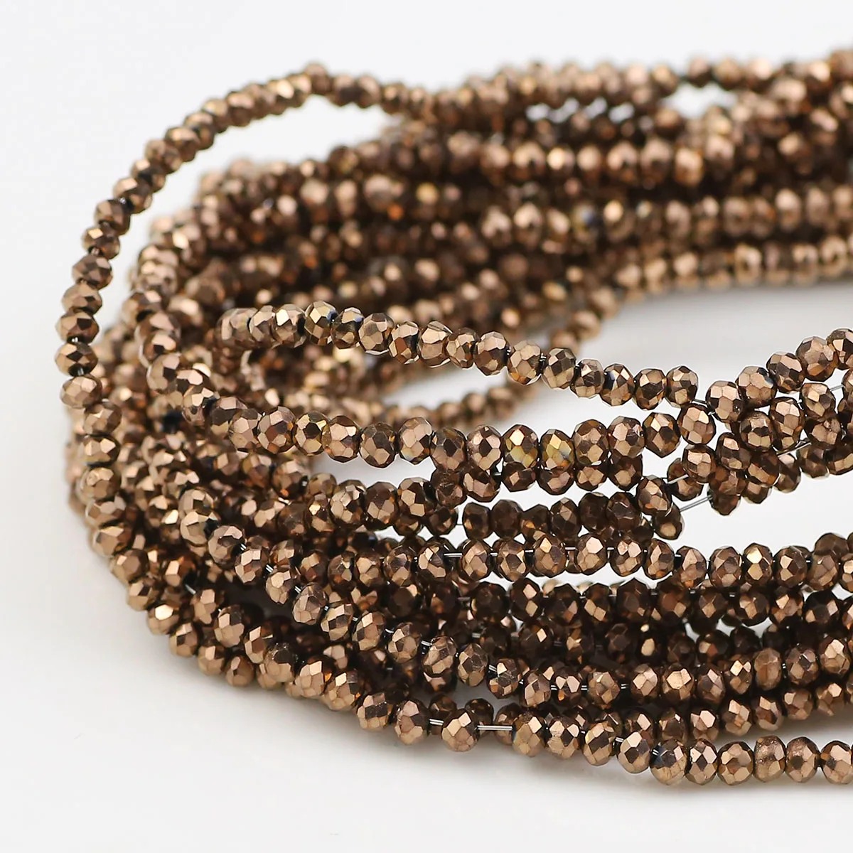 Kupferfarbene facettierte flache runde Kristallglas lose Distanzperlen 150/300/600 Stück 2,5 mm für Schmuckherstellung DIY Armbänder Halsketten