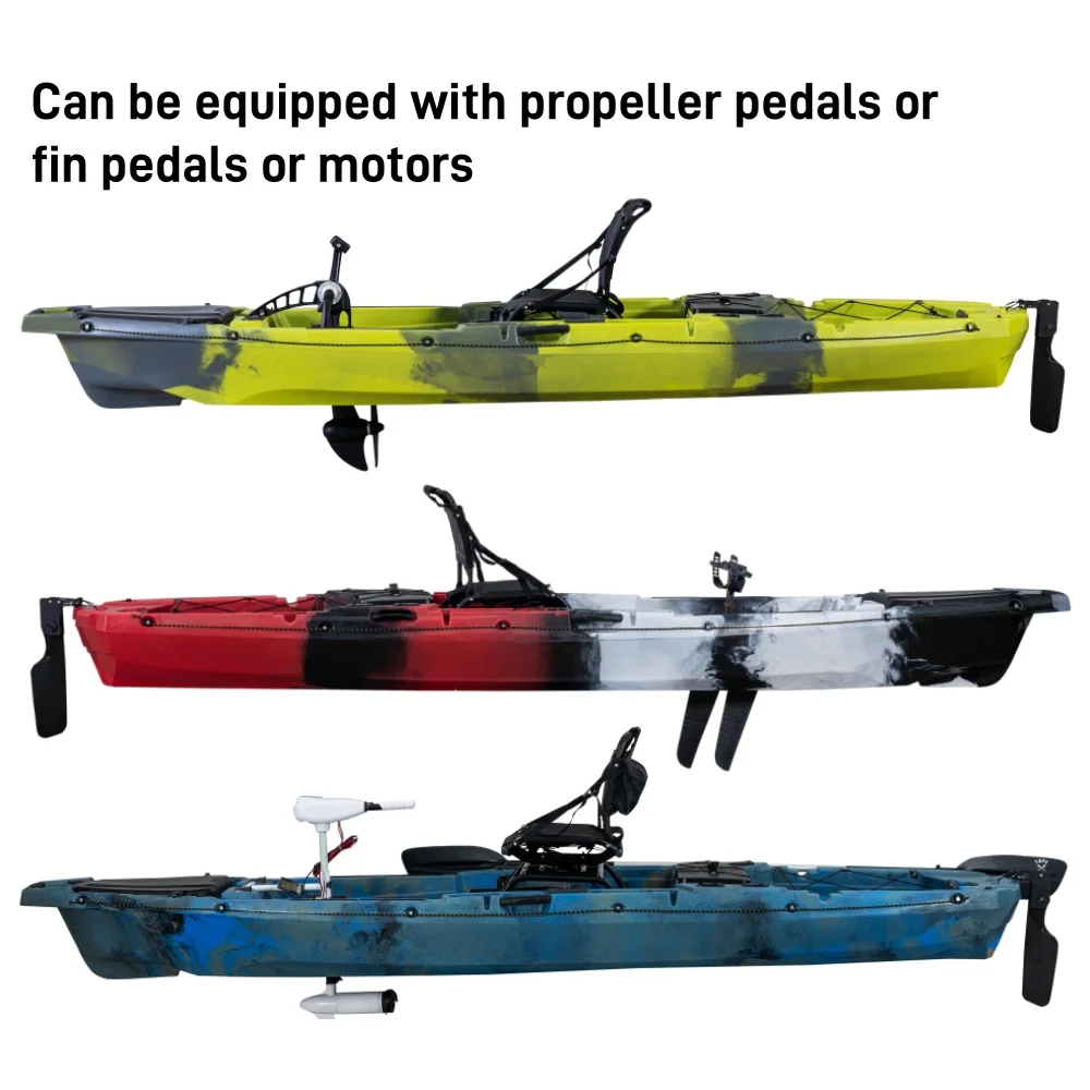 

12ft Plastic Multifunctional Fishing Kayak Single Sit-On-Top Pedal Foot Drive System Motor Hull Made PE HDPE