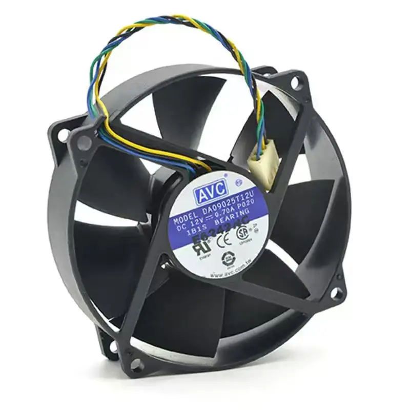 original For AVC DA09025T12U 9025 90mm / 80mm x 25mm PWM Round Cooler Cooling Fan 12V 0.70A 4Wire 4Pin Connector cooler