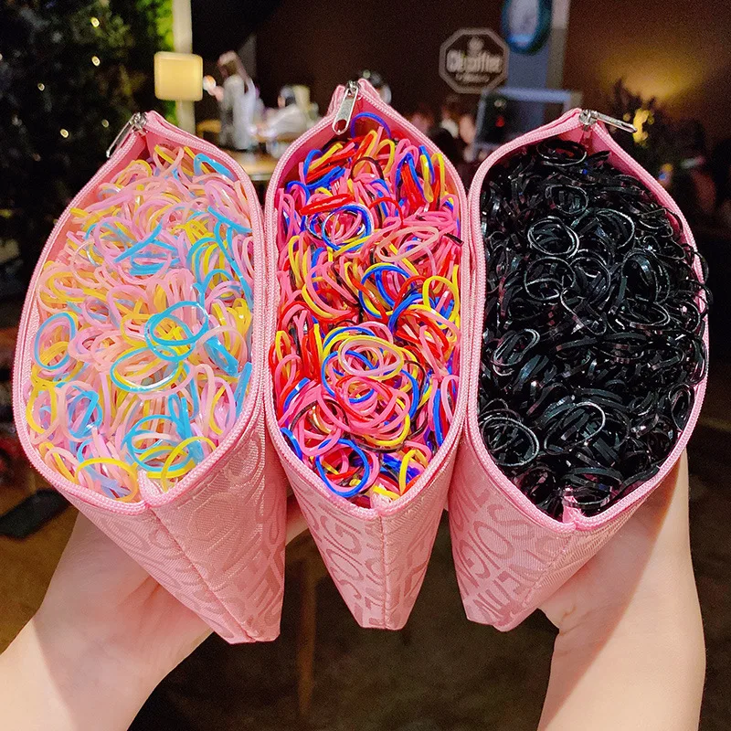 2000Pcs/Pack Colorful Small Disposable Hair Bands Scrunchie Girls Elastic Rubber Band Ponytail Holder Hair Accessories Hair Ties