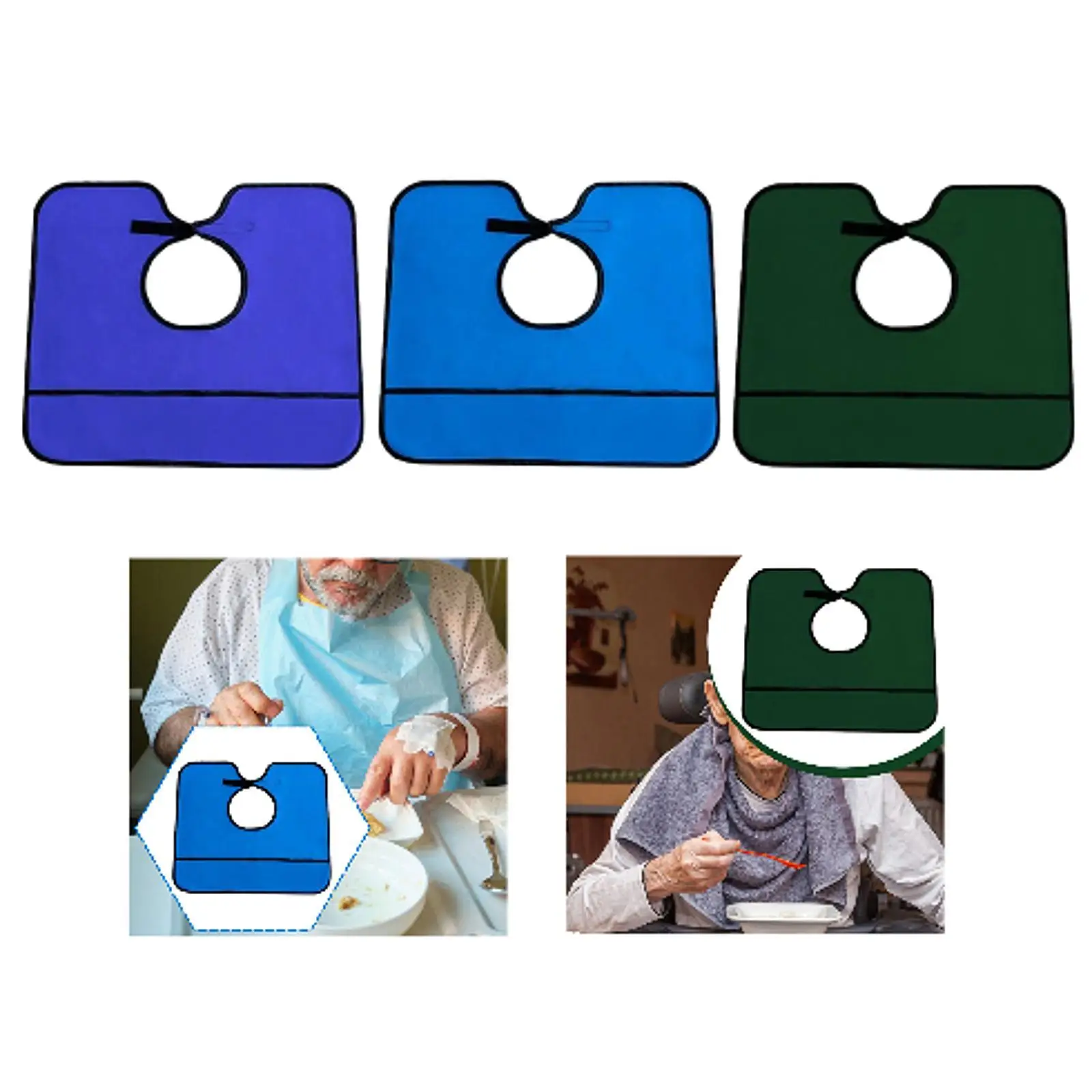 مريلة للبالغين، عملية مقاومة للبقع، متعددة الاستخدامات، واقي ملابس المساعدة في الطعام، مريلة لكبار السن للأب المسنين