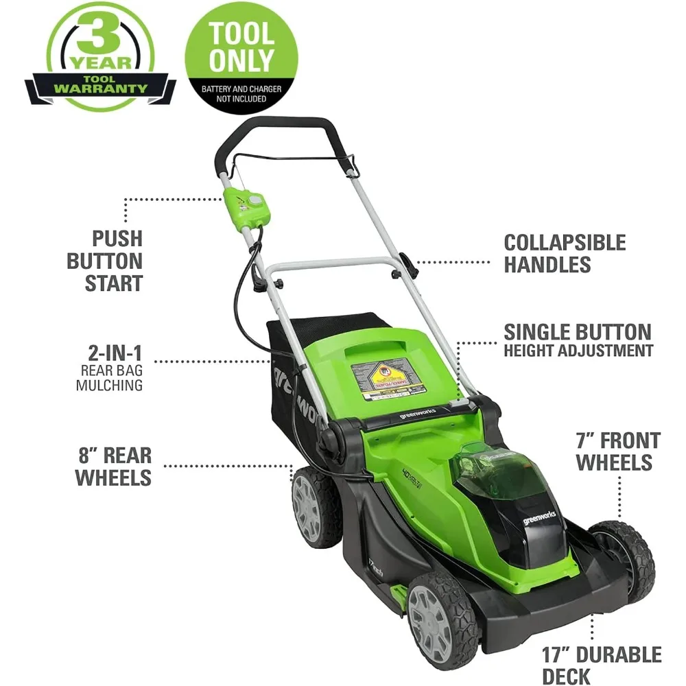 40V 17 inch Cordless Lawn Mower,Tool Only, MO40B01