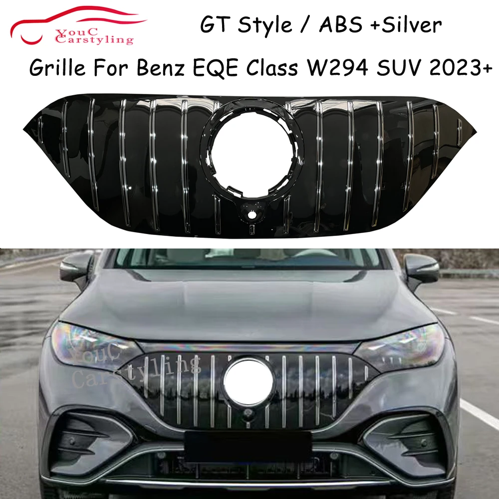 

W294 GT Style Front Bumper Grill For Mercedes EQE Class W294 X294 SUV EQE350 EQE450 EQE500 2023-2024 Silver