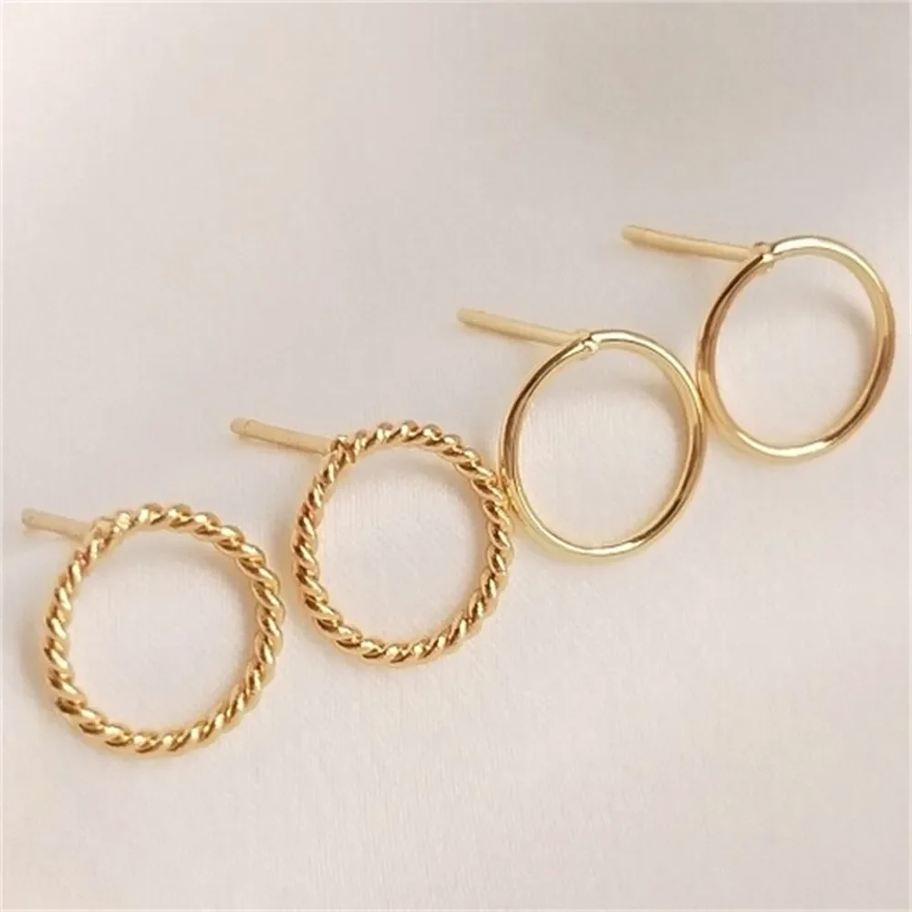 14K Wrapped Gold Ring Earrings Twist Ring Earrings Handmade Diy Ring Earrings Hand-made Ear Accessories E058