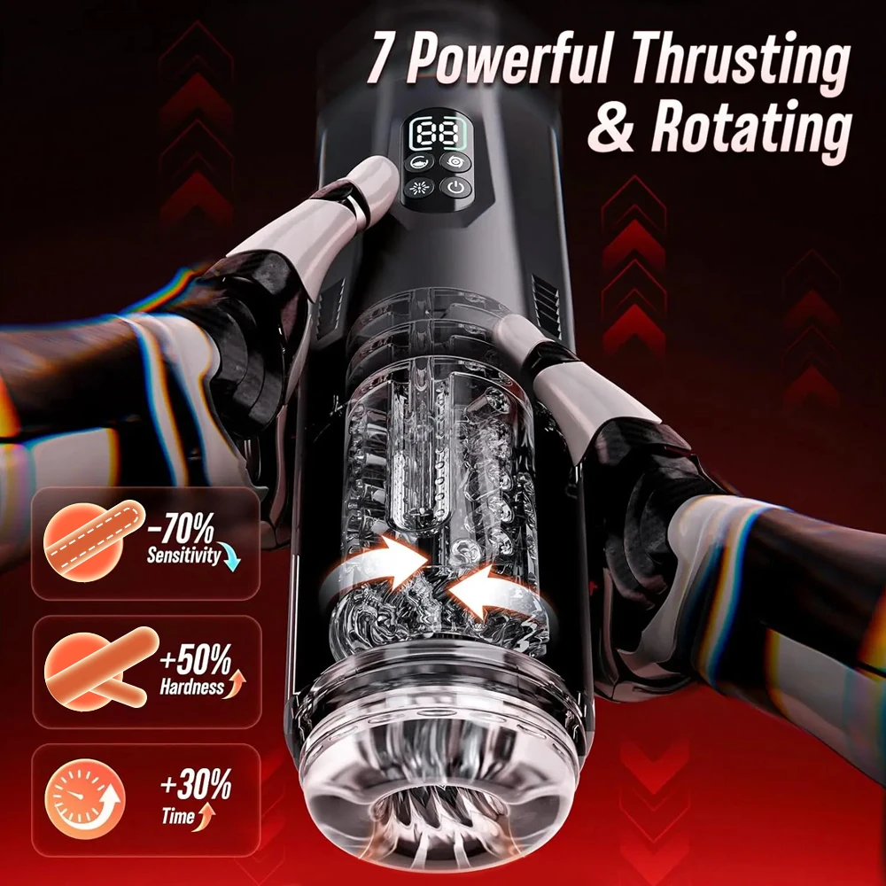 APP Controls 7 Thrust and Rotation 7 Tongue Licking and Vibration Mode Male Hands-Free Masturbator Airplane Cup for Adult Toys view 3