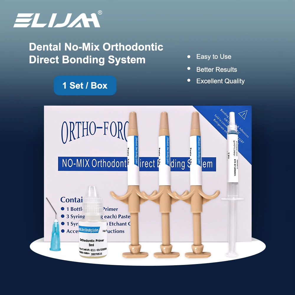 ELIJAH стоматологический ортодонтический кронштейн, набор клеев для зубов, эмаль, светоотверждаемый клей, самоотверждаемый смоляный гель, стоматологические материалы