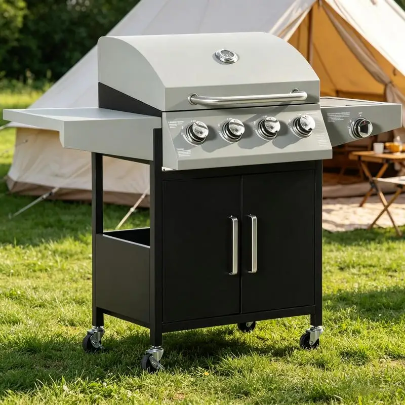 

52" Barbecue Grill with Wheels 4+1 Burner Liquid Propane Gas Grill