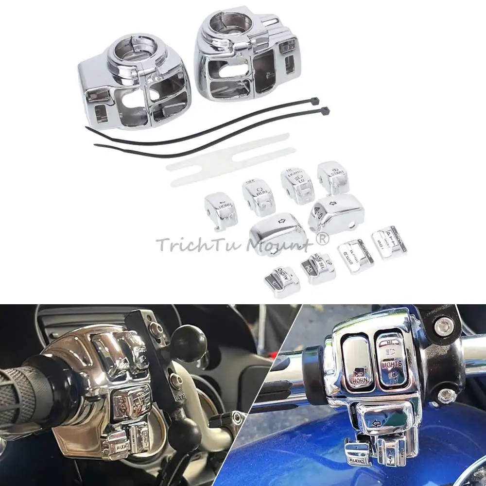 Motorcycle Handlebar Controls Switch Housing Cover And Button Caps For Harley Road Electra Glide Ultra Classic Tri 1996-2013