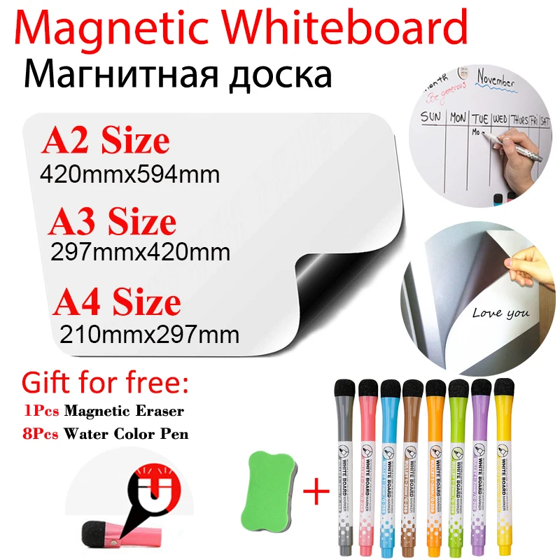 

Reusable Magnetic Soft White Board Dry Wipe Board,Suitable Home,School,Office Learning Plan Whiteboard,Announcement Board,Notice