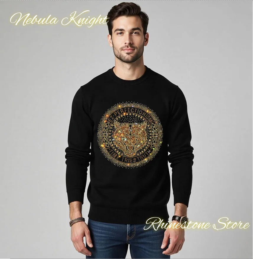 

Winter New Arrival Casual Cotton Rhinestones Hip Hop Sweater Streetwear Skateboard Men's Pullover