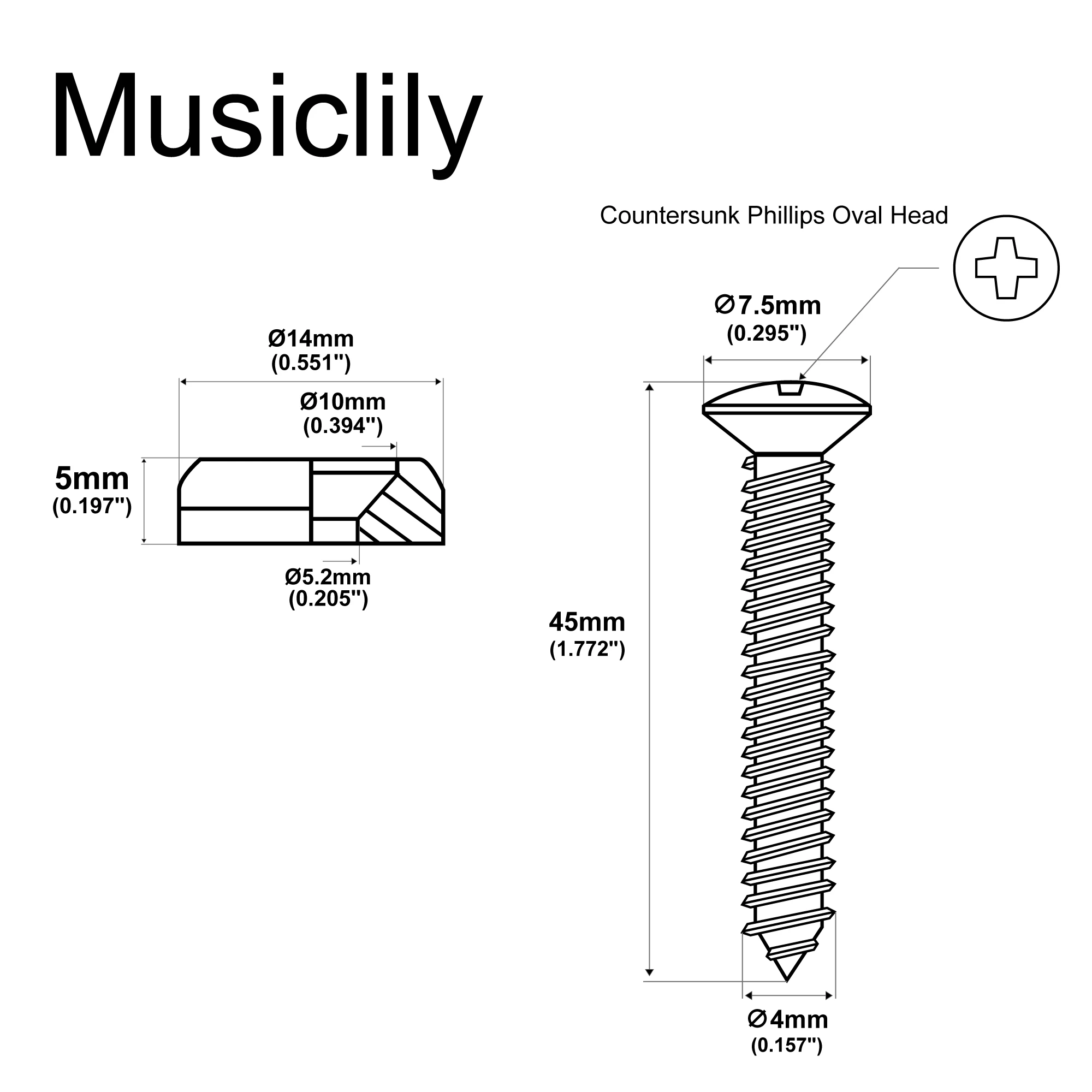 Musiclily Pro 14mm Steel Guitar Neck Mounting Ferrules Neck Joint Bushings and Bolts for Electric Guitar Bass (Set of 4)