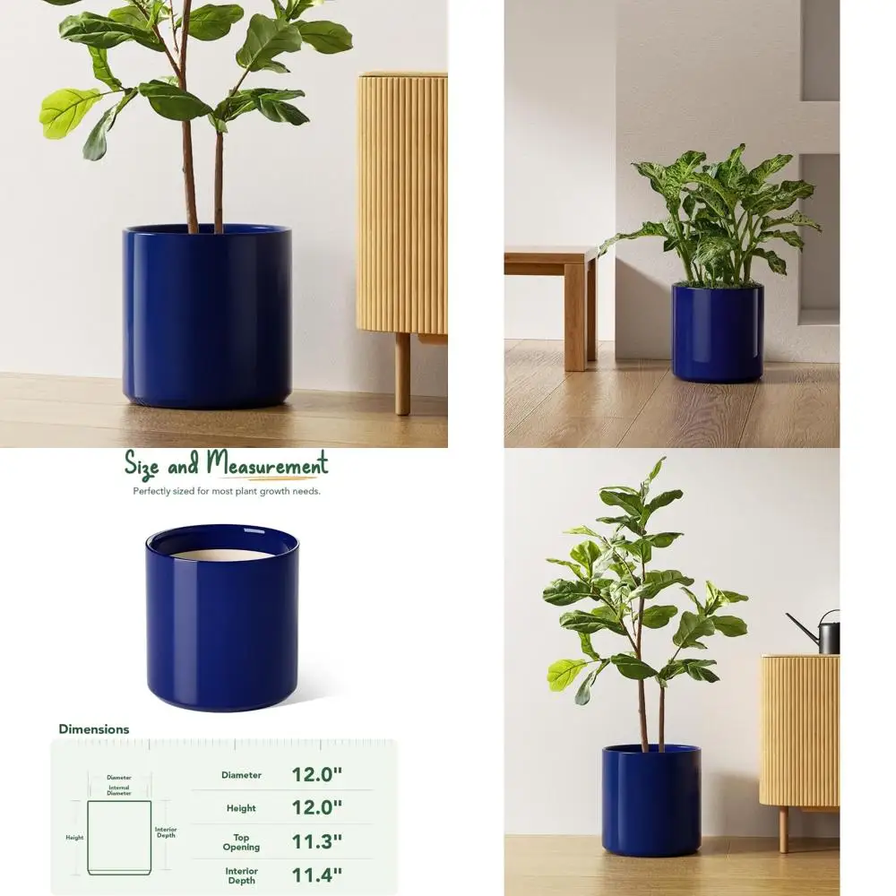 

Большие 12-дюймовые керамические горшки для растений, комнатные цветочные горшки в современном стиле середины века с дренажем для домашнего декора
