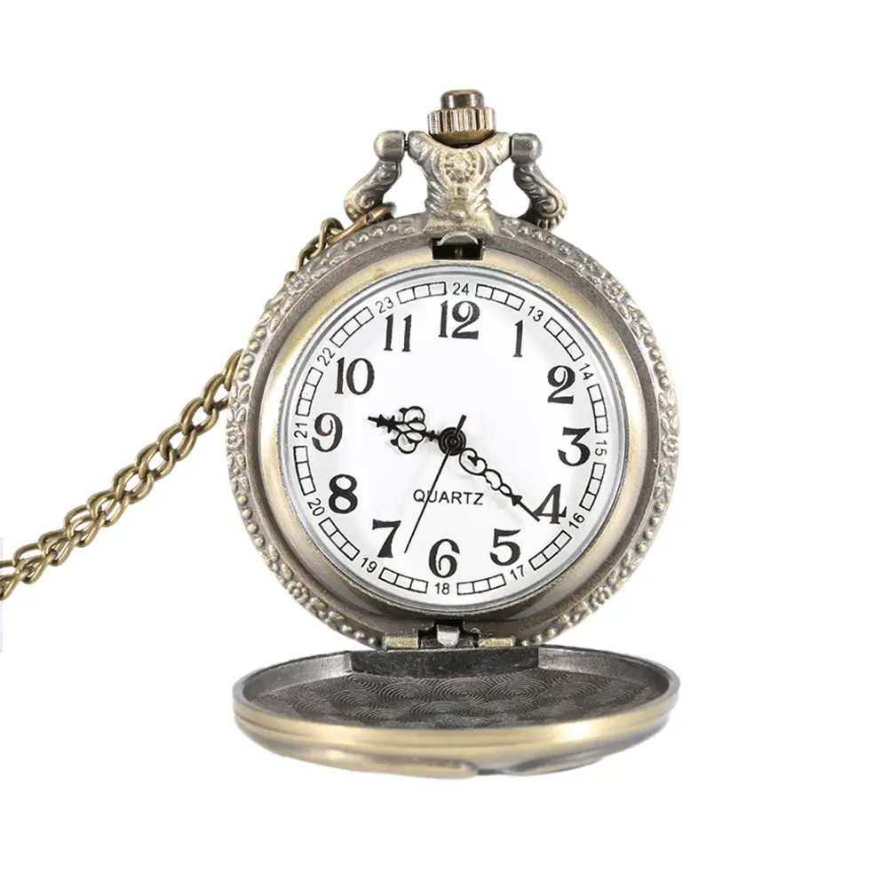 Vintage Jewelry Antique Eagle Wings Quartz Pocket Watch With Long Chain For Women Men Silver Bronze Necklace Pendant Clock Gifts