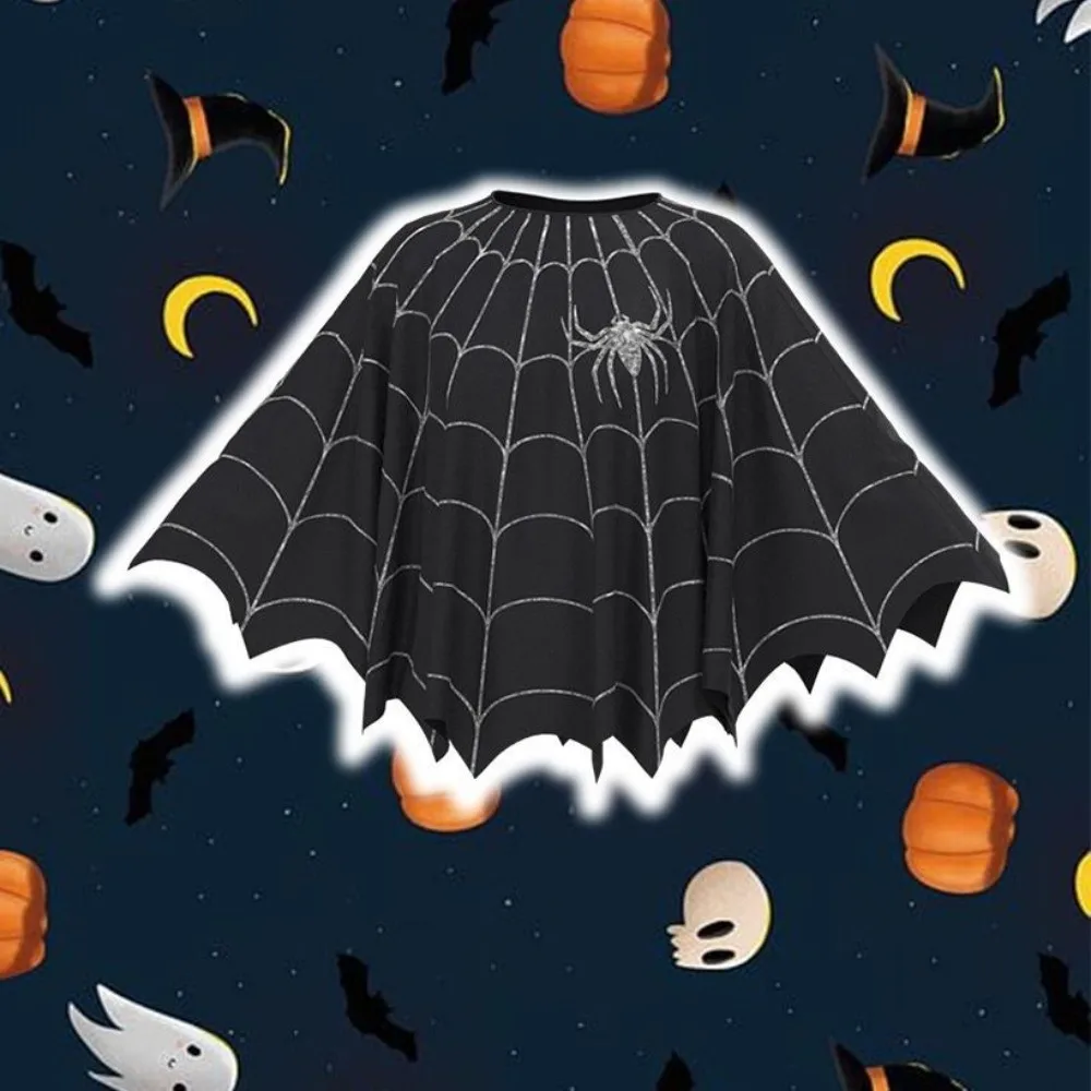 Abbigliamento Prop Mantello cosplay di Halloween Interazione divertente Spider Net Fantasma Mantello con cappuccio Mantello cosplay di zucca allentato