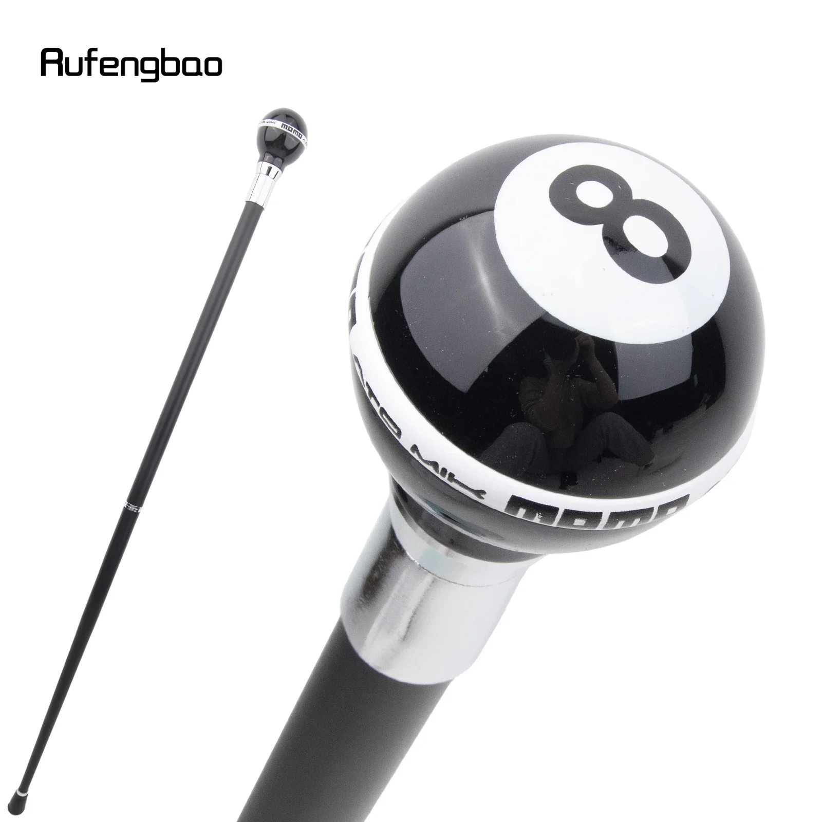 

Black White Eight Ball Silver Walking Cane Fashion Decorative Walking Stick Luxury Crosier Knob Steampunk & Everyday Use 92cm