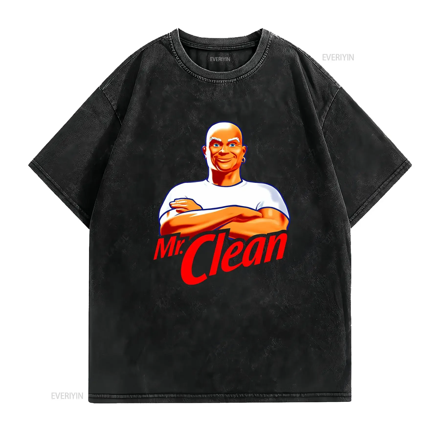 Mr Clean Cleaning Supply Mascot T Shirt vintage Washed Unisex Casual streetwear Comfortable fashion Versatile graphic
