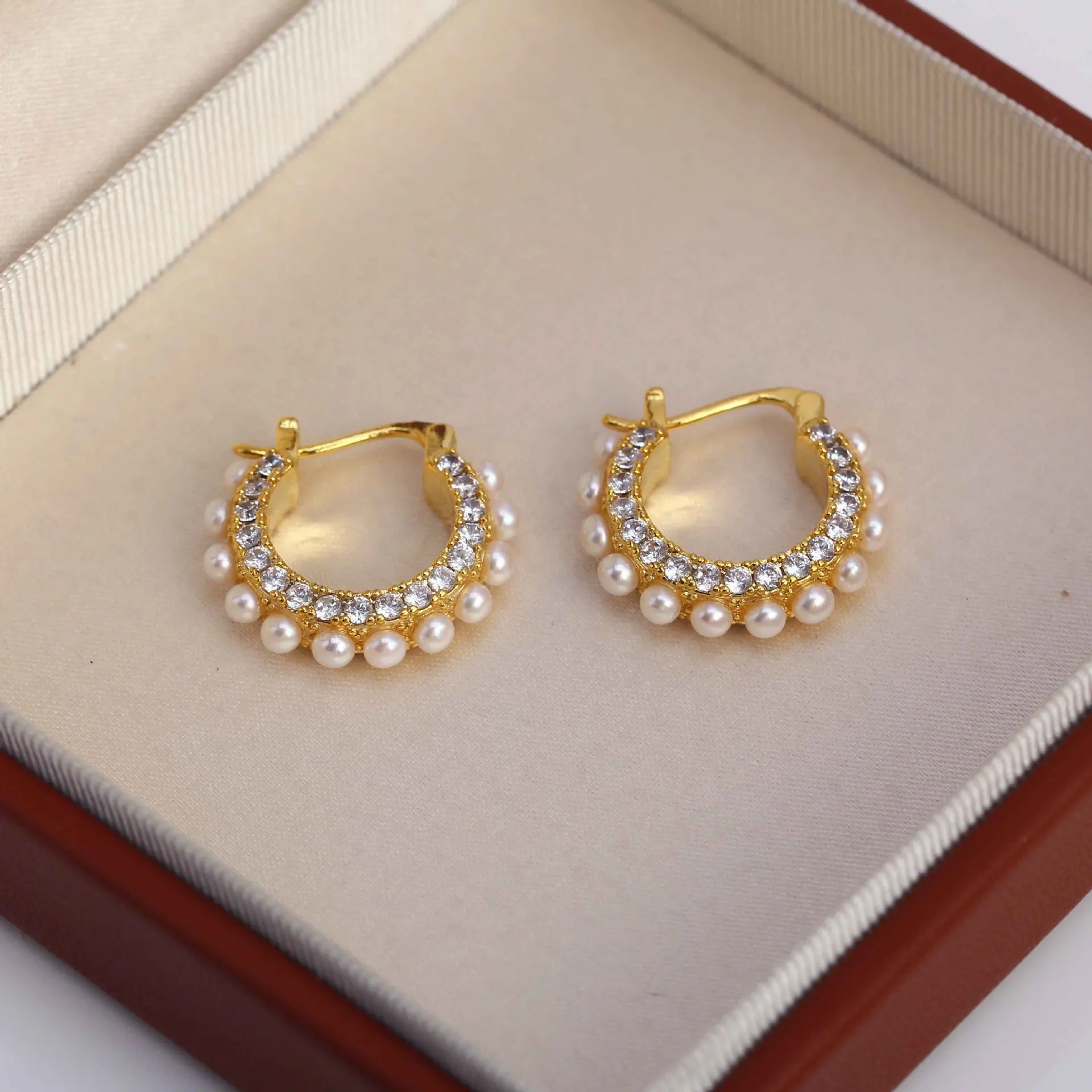 4PCS E218 Gold Plated Copper Pearl Stud Earrings Findings Jewelry Making DIY Jewelry Accessories