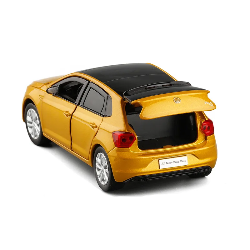 1/32 Volkswagen Polo Plus Sedan Toy Car Model Diecast Alloy Metal Miniature Sound & Light Collection Gift For Children Boys Kid