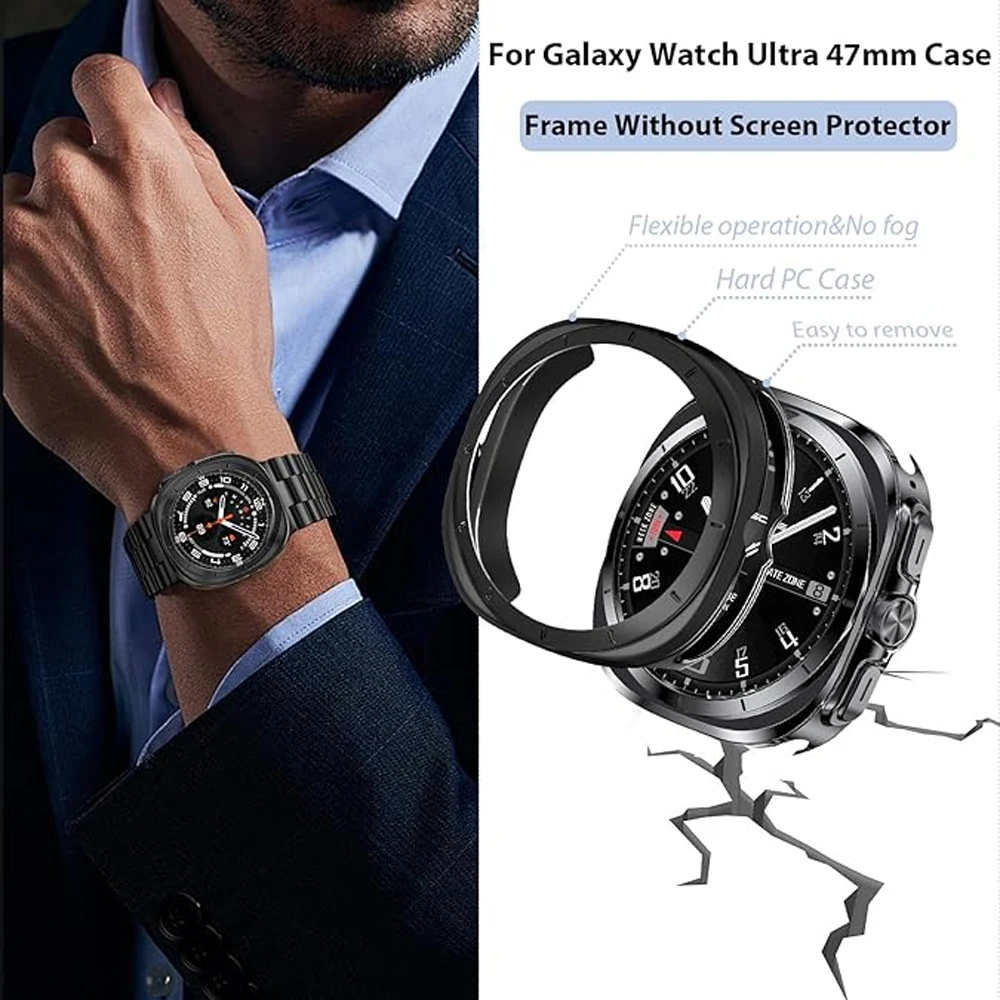 Case for Samsung Galaxy Watch Ultra 47mm smartwatch accessories Screen Protector Hard PC Bumper Frame Galaxy Watch 7 ultra Cover