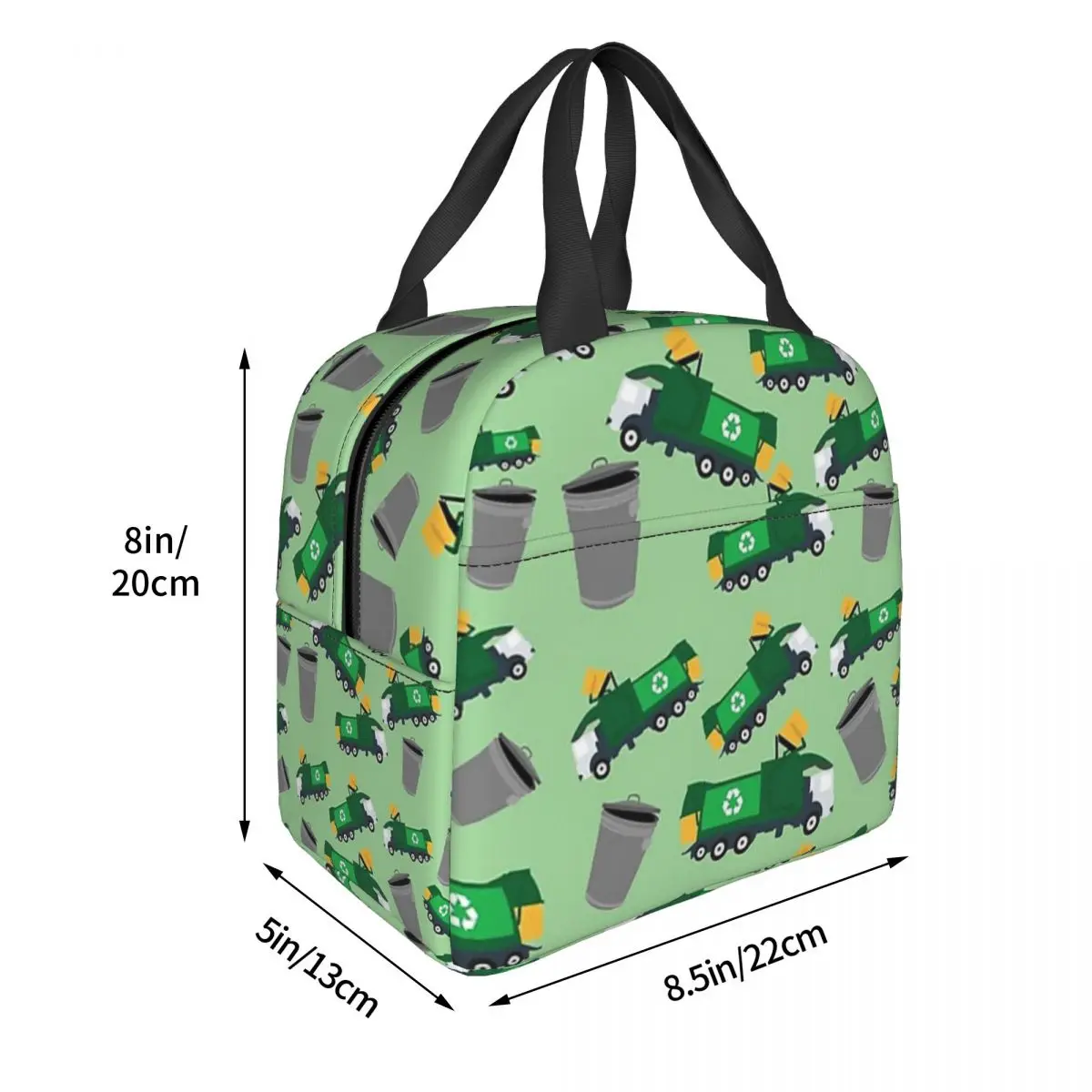 Recycling Garbage Truck Pattern Lunch Bags Insulated Bento Box Waterproof Lunch Tote Resuable Picnic Bags for Woman Student